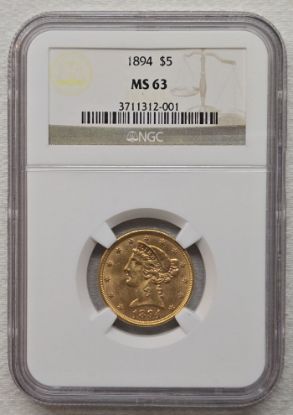 Picture of 1894 $5 Gold Liberty Half Eagle MS63 NGC 