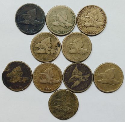 Picture of (10) Assorted Date & Condition Flying Eagle Cents 1c 