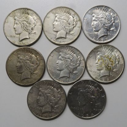 Picture of 8x 1926-1935 Better Date Peace Dollars $1 