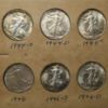 Picture of 20x 1941-1947-D Uncirculated Walking Liberty Half Dollars in Wayte Raymond Boards 