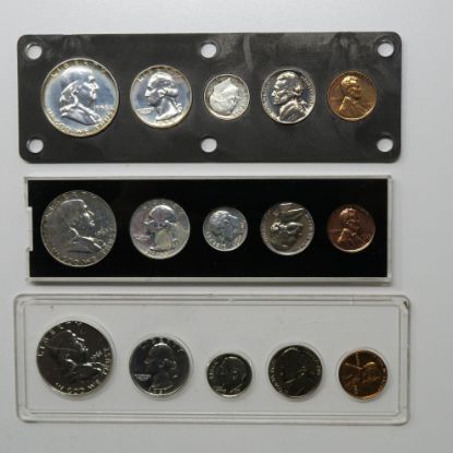 Picture of 1958, 1961, 1963 US Proof Sets in Plastic Holders 