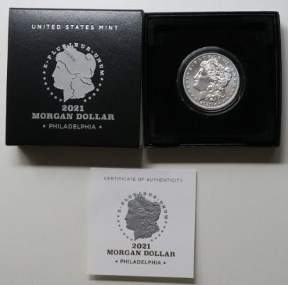 Picture of 2021-P Silver Morgan Dollar w/ OGP $1