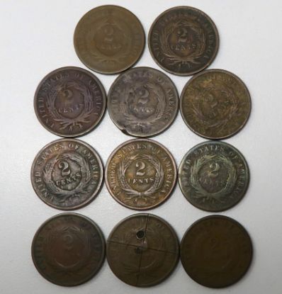 Picture of 11x 1864-1870 2 Cent Pieces 2c 