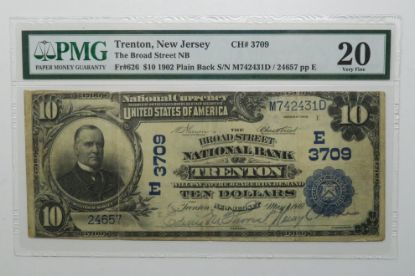 Picture of 1902 $10 Trenton, NJ National Bank Note Fr.626 Plain Back VF20 PMG 