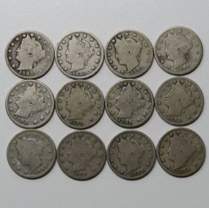 Picture of 12x 1883-1896 Liberty V Nickels 5c 