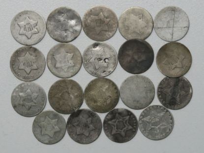 Picture of 19x Assorted 1852-1860 3 Cent Silver 3CS  