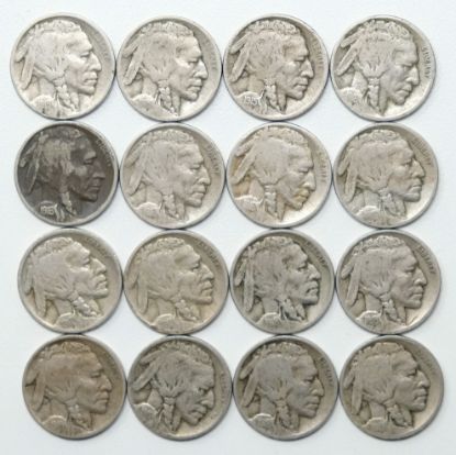 Picture of 16x 1915-1919 Better Date Buffalo Nickels 5c  