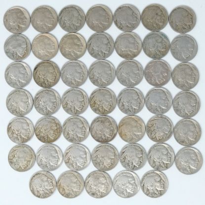 Picture of 10x 1913 T1 & 37x 1938-D Buffalo Nickels 5c  