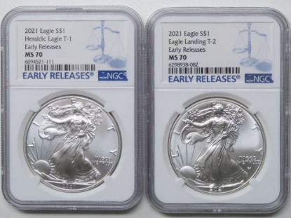 Picture of 2021 Type 1 & 2 MS70 NGC Early Release American Silver Eagle Set