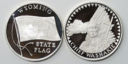 Picture of 2x 1990 Wyoming State Centennial Chief Washakie .999 1oz Rounds 