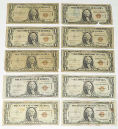 Picture of 10x 1935-A $1 WWII Hawaii Emergency Silver Certificates Fr. 2300 