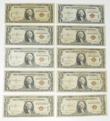 Picture of 10x 1935-A $1 WWII Hawaii Emergency Silver Certificates Fr. 2300 