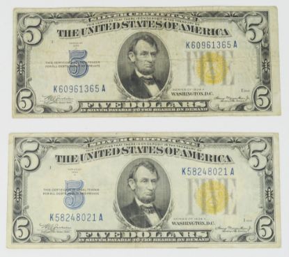 Picture of 2x 1934-A $5 WWII North Africa Emergency Silver Certificates Fr. 2307 