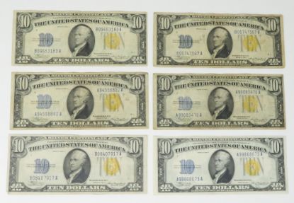 Picture of 6x 1934-A $10 WWII North Africa Emergency Silver Certificates Fr. 2309 