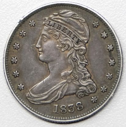 Picture of 1838 Reeded Edge "Terminal Die State" Capped Bust Half Dollar 50c 