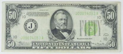 Picture of 1934 $50 Federal Reserve Note Kansas City Fr. 2102 