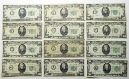 Picture of 8x 1928, 1928 *STAR*, 3x 1928B $20 Federal Reserve Notes Fr. 2000, 2002 