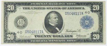 Picture of 1914 $20 Federal Reserve Note Cleveland Fr. 979A  White/Mellon 