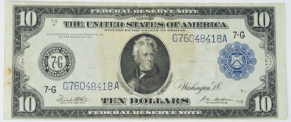 Picture of 1914 $10 Federal Reserve Note Chicago Fr. 931 White/Mellon 