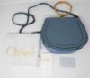 Picture of Chloe Small Bracelet Leather Suede 2-way Blue/Green & Gold Handbag w/ Papers 