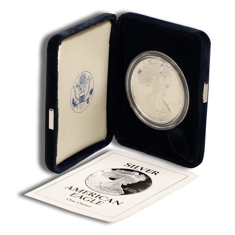 1999-P Proof Silver Eagle with Box & COA - PGS Gold And Coin