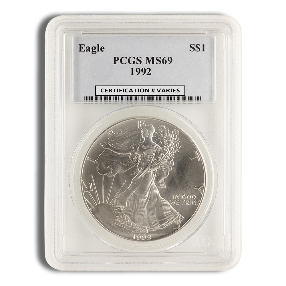 1992 Silver Eagle PCGS MS69 - PGS Gold And Coin