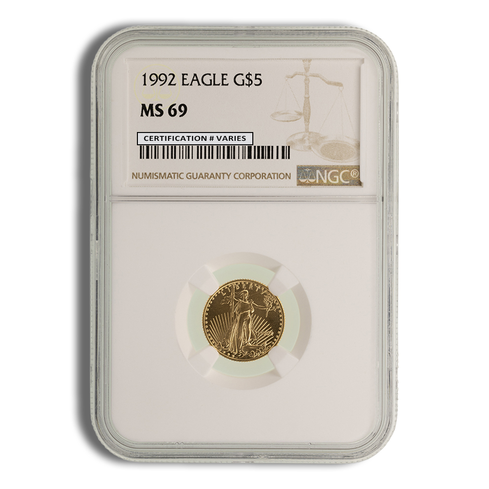 1992 1/10 oz Gold Eagle $5 NGC MS69 - PGS Gold And Coin
