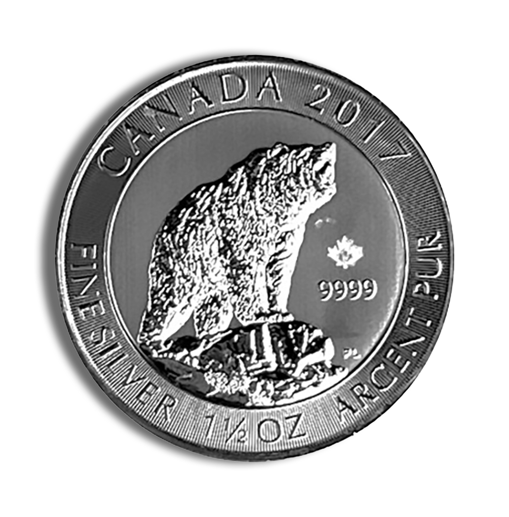 2017 1.5 oz Canadian Grizzly Bear Silver Coin - PGS Gold And Coin