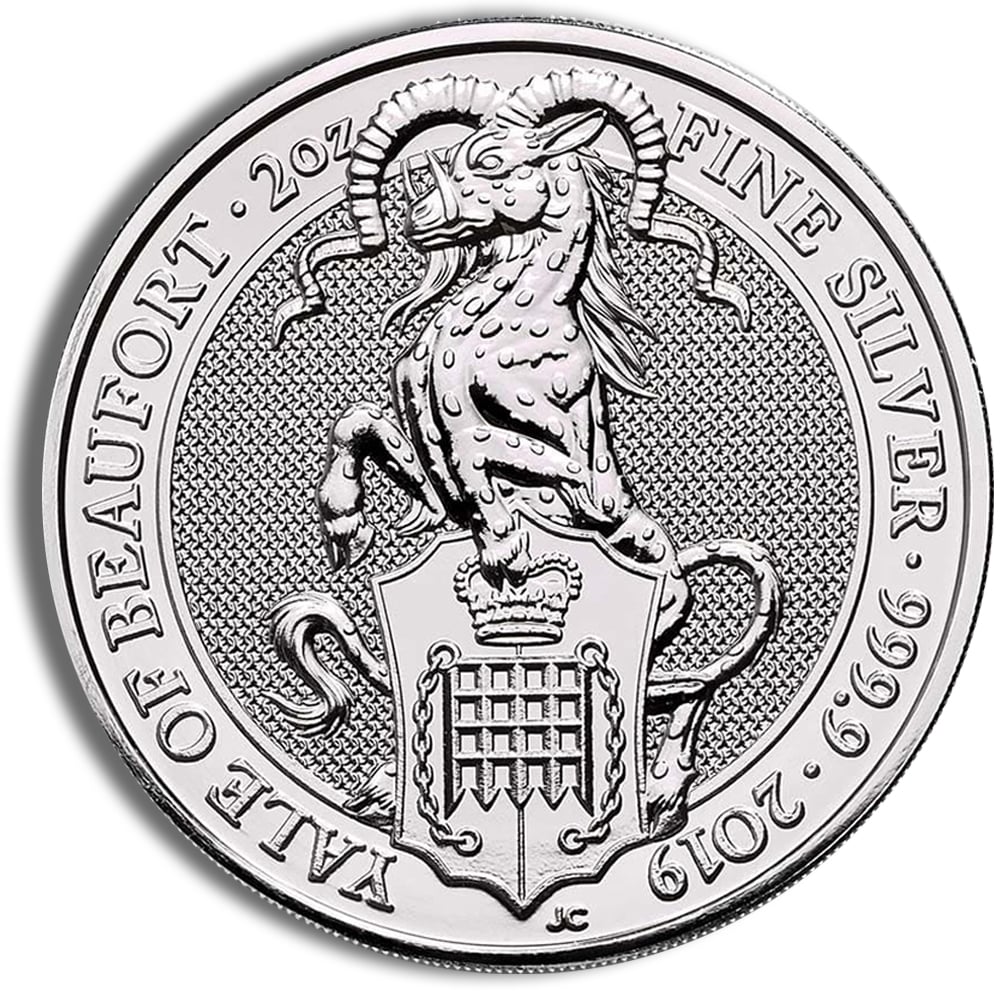 や*す様 2019 イギリス クイーンズビースト エール オブ ボーフォート 銀 2019 2 oz Silver Great Britain Queen's Beasts - Yale - PGS Gold