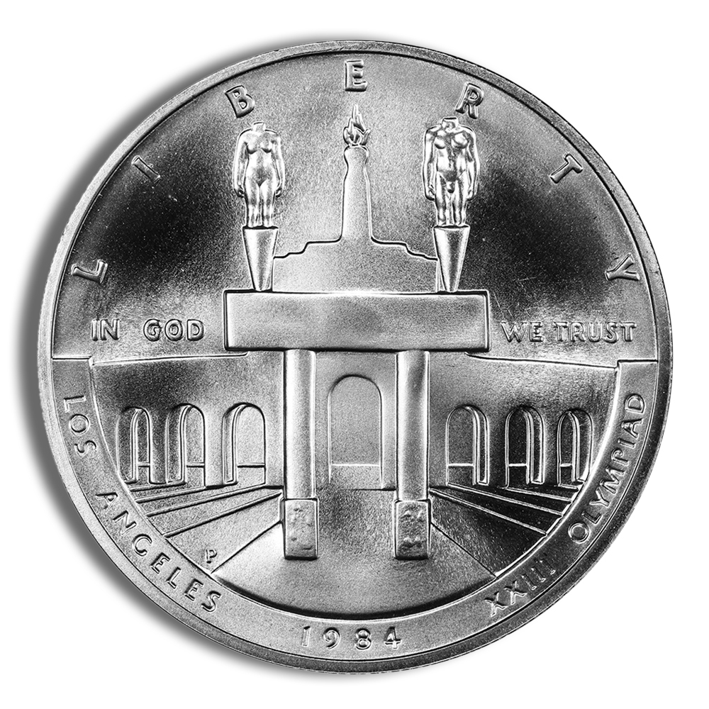 1984-P $1 LA Olympic Silver Commem - BU - PGS Gold And Coin
