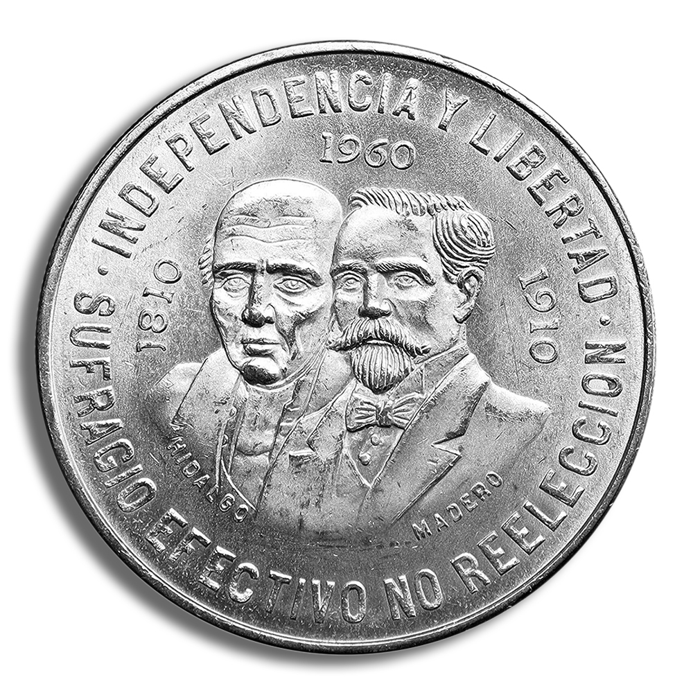1960年メキシコ独立150周年大型記念銀貨10ペソ　NGC認証 1960 Mexico 10 Pesos 150th Anniversary Silver Coin (Avg Circ