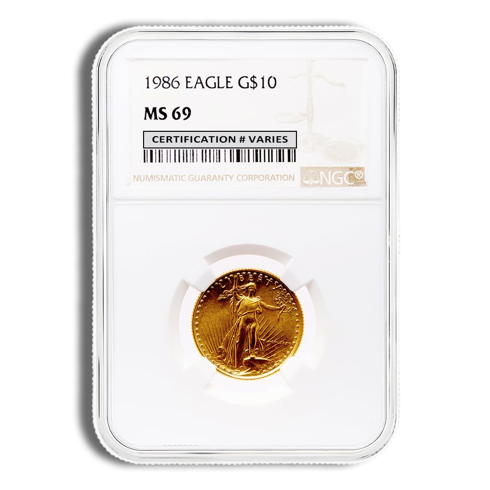1986 1/4 oz Gold Eagle $10 NGC MS69 - PGS Gold And Coin