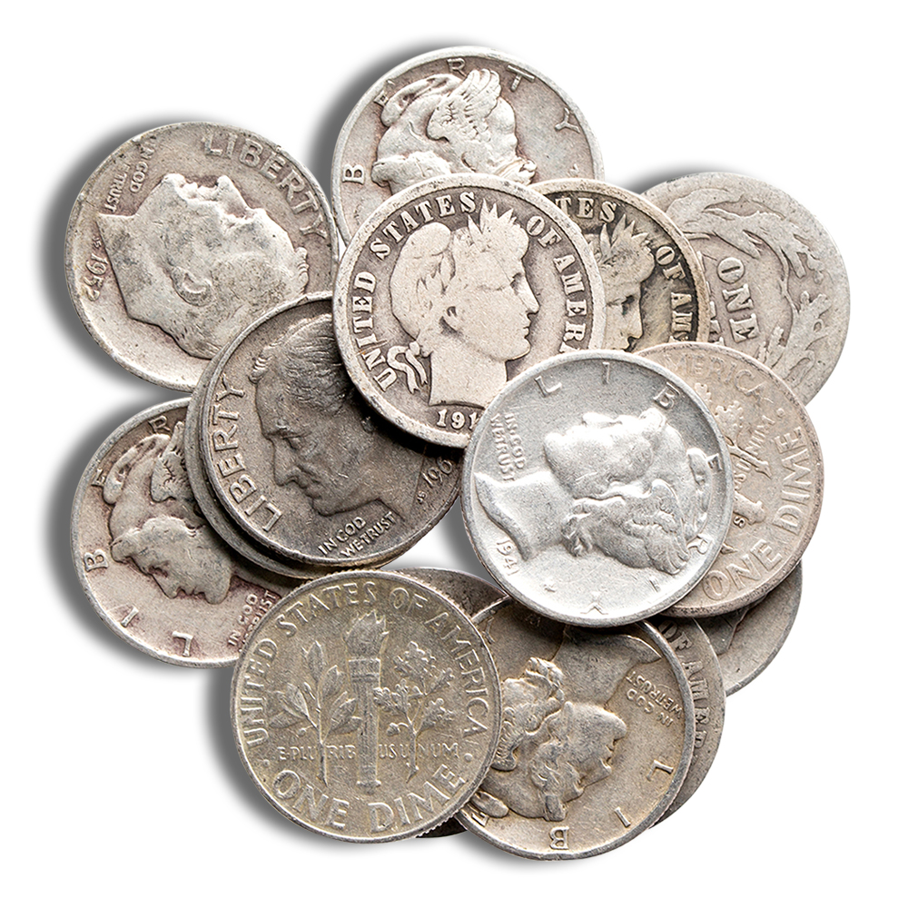 $1 FV 90% Silver Roosevelt Dimes - PGS Gold And Coin