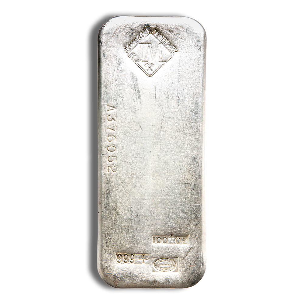 100 oz Silver Bar - Johnson Matthey - JM - PGS Gold And Coin