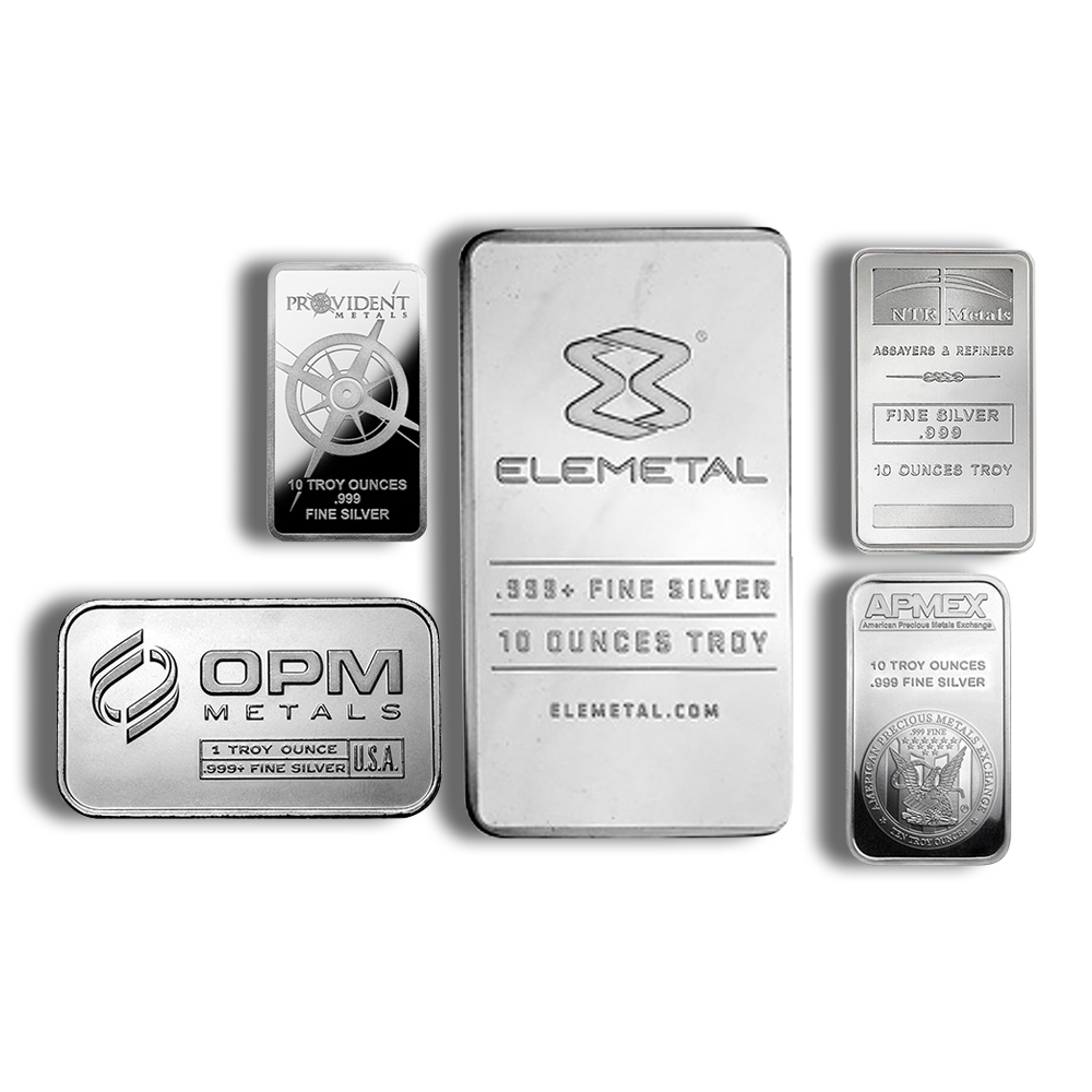 10 oz Silver Bar - Elemetal/APMEX/Provident/NTR/OPM - PGS Gold And