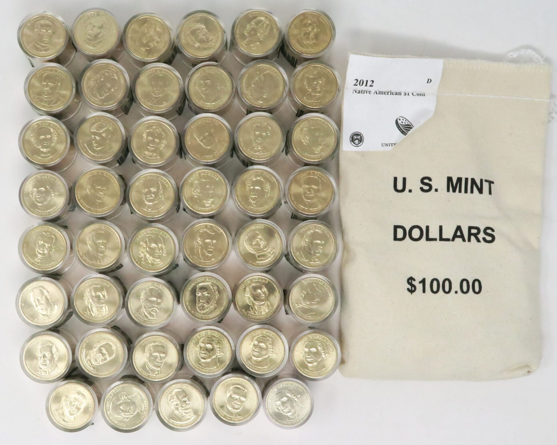 47x Assorted MS 12-Coin Danbury Mint President Rolls & $100 2012