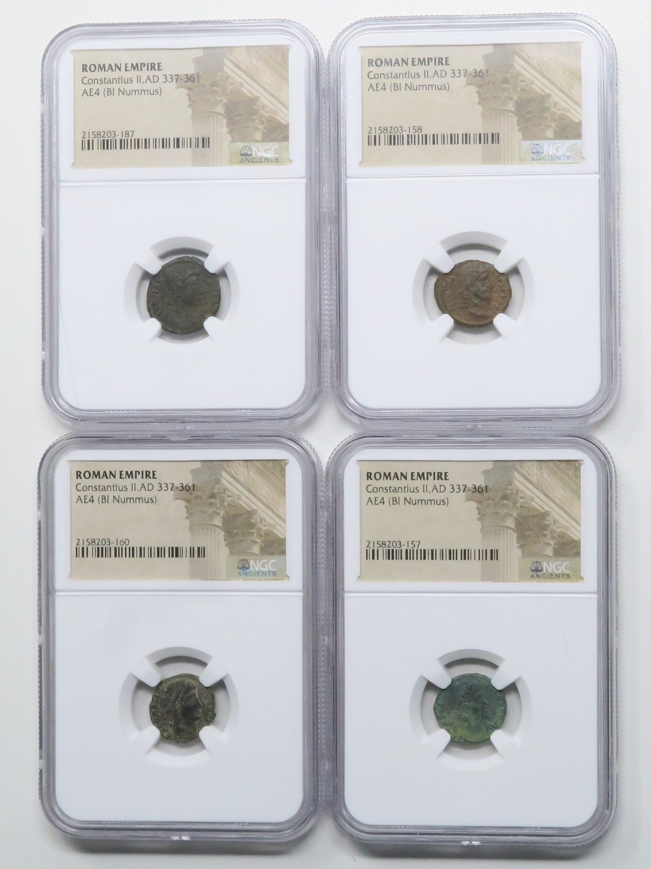 4x NGC Certified Roman Empire Constantius II, AD 337-361 AE4 (BI