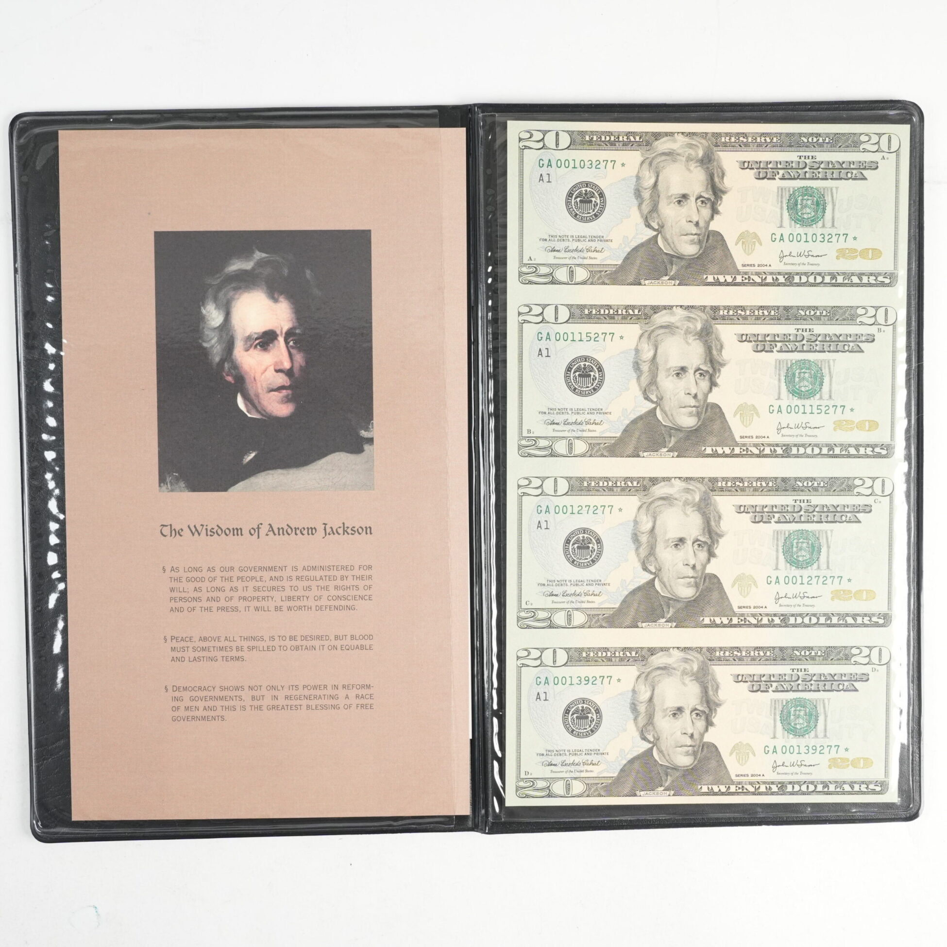 2004A* $20 Federal Reserve 4-Note Uncut Star Note Sheet 30684